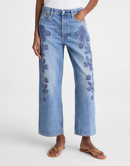 Low-Slung Baggy Crop Jean Worn Mid Indigo | Madewell