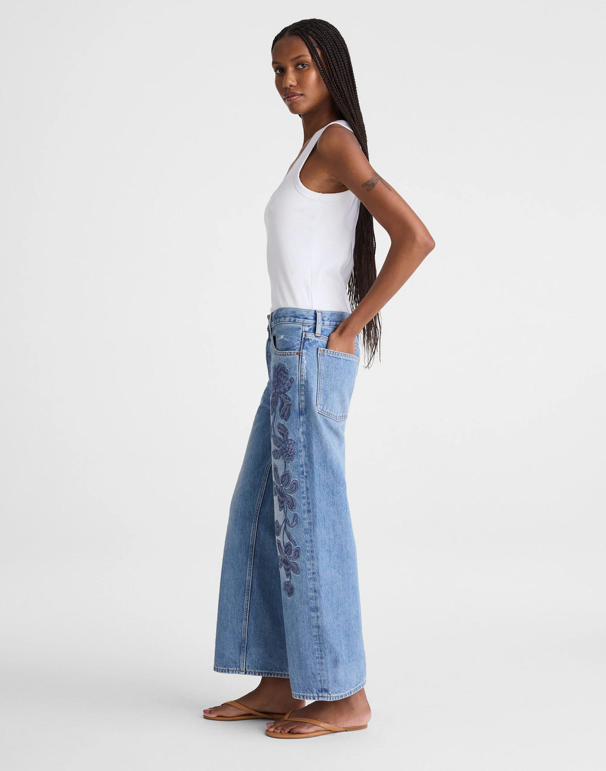 Low-Slung Baggy Crop Jean Worn Mid Indigo | Madewell
