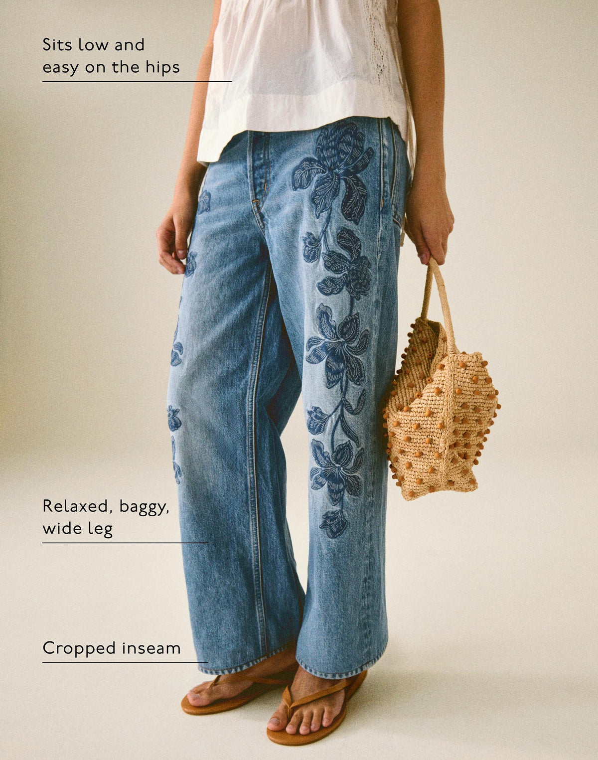 Low-Slung Baggy Crop Jean Worn Mid Indigo | Madewell