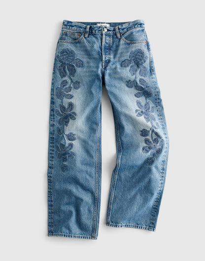 Low-Slung Baggy Crop Jean Worn Mid Indigo | Madewell