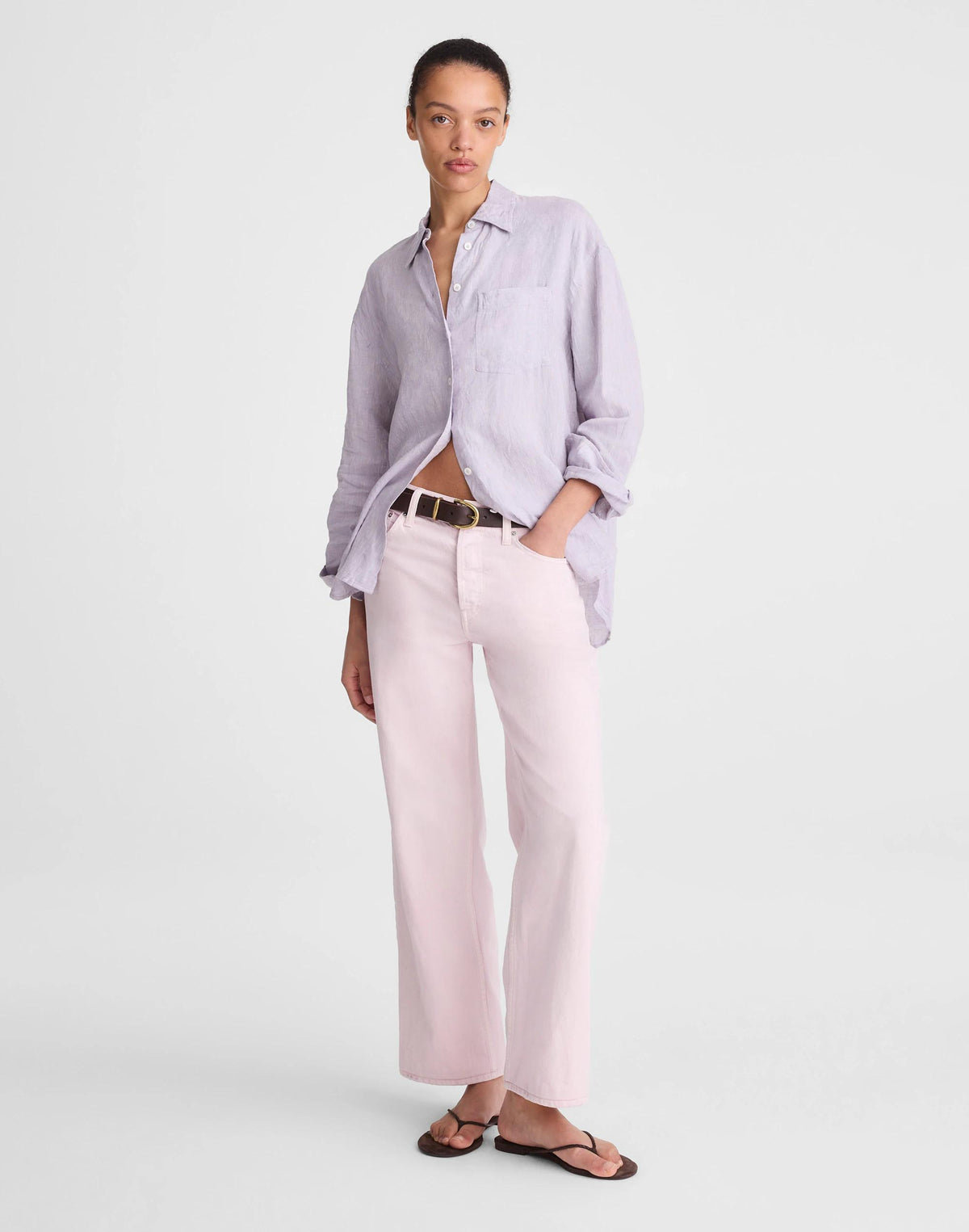 Low-Slung Baggy Crop Jean Marble Lilac | Madewell