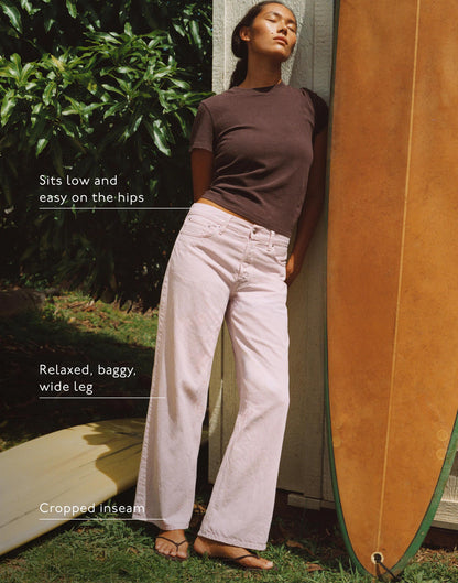 Low-Slung Baggy Crop Jean Marble Lilac | Madewell