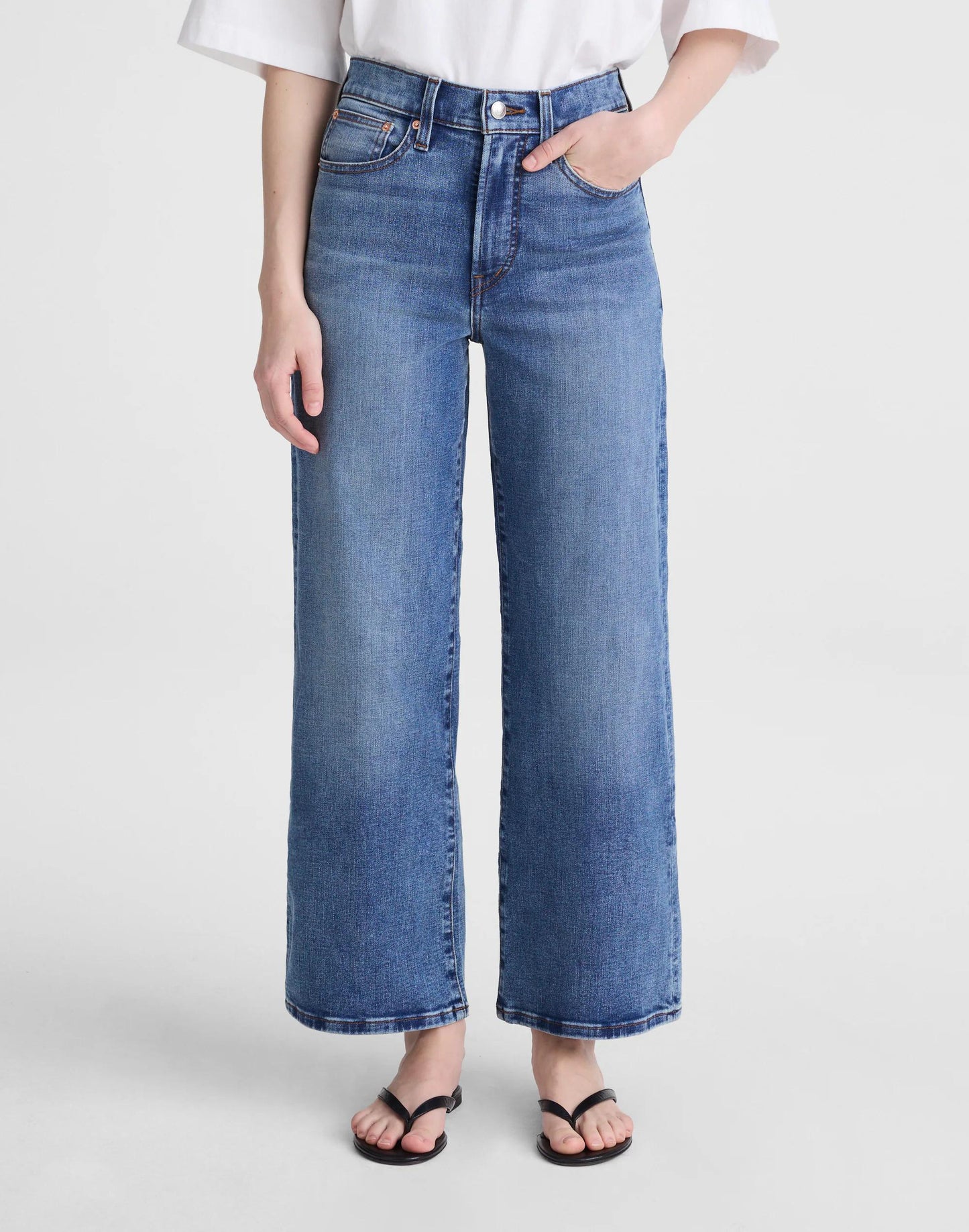 The Wide-Leg Crop Jean in Super Stretch Denim Oneida Wash | Madewell