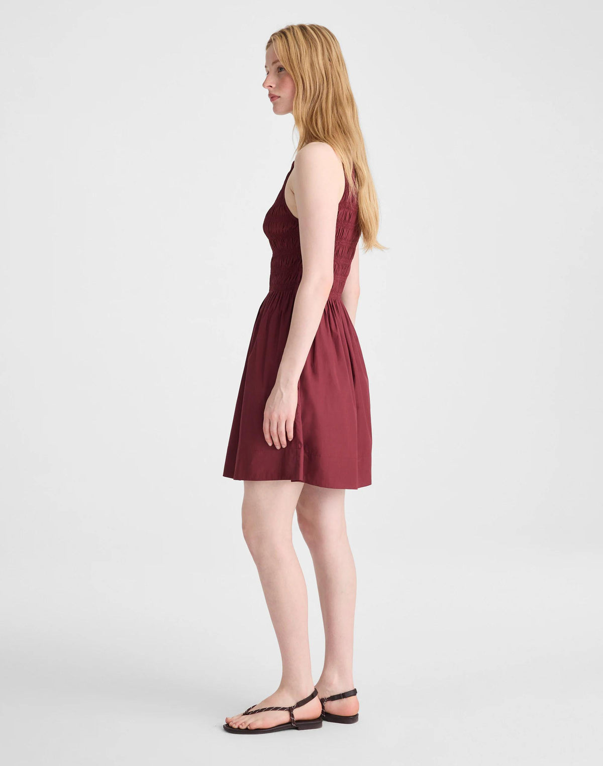 Smocked High-Neck Mini Dress Dusty Merlot | Madewell