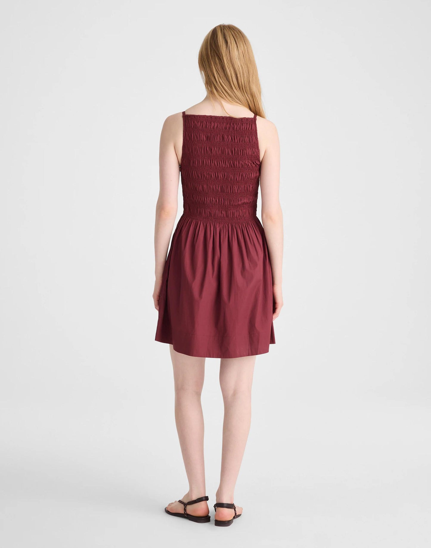 Smocked High-Neck Mini Dress Dusty Merlot | Madewell