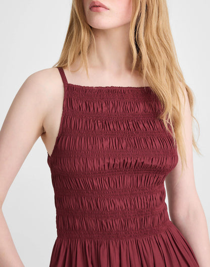 Smocked High-Neck Mini Dress Dusty Merlot | Madewell