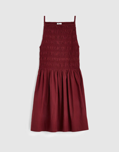 Smocked High-Neck Mini Dress Dusty Merlot | Madewell