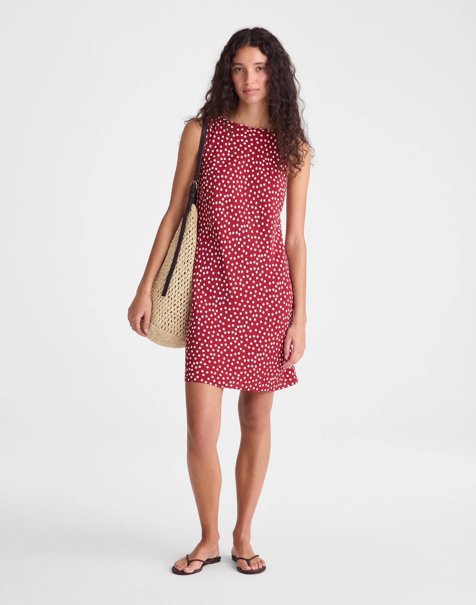 Boatneck Sleeveless Mini Dress Red Currant | Madewell