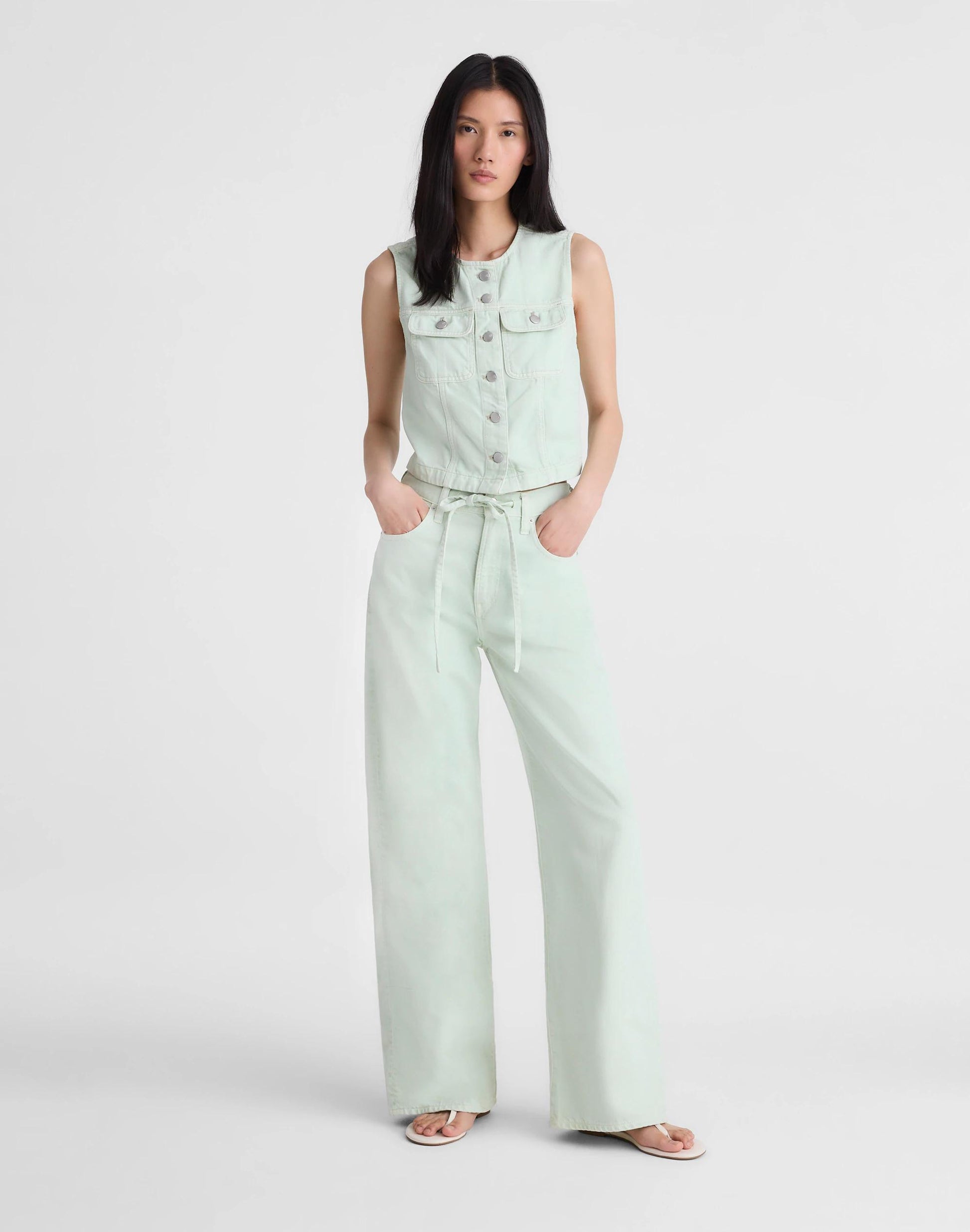 Madewell x Shopbop Airy Denim Crop Vest Storied Sea | Madewell
