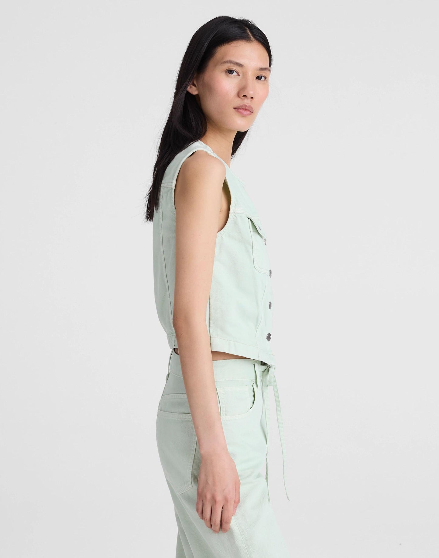 Madewell x Shopbop Airy Denim Crop Vest Storied Sea | Madewell