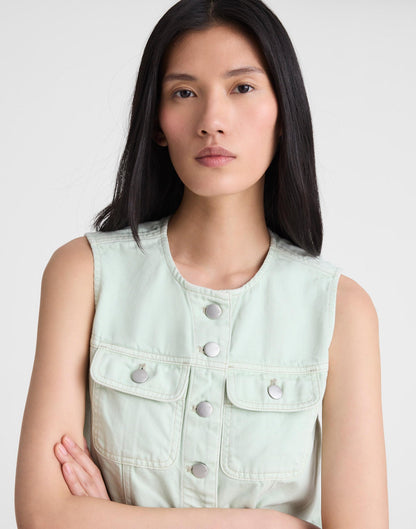Madewell x Shopbop Airy Denim Crop Vest Storied Sea | Madewell