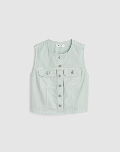Madewell x Shopbop Airy Denim Crop Vest Storied Sea | Madewell
