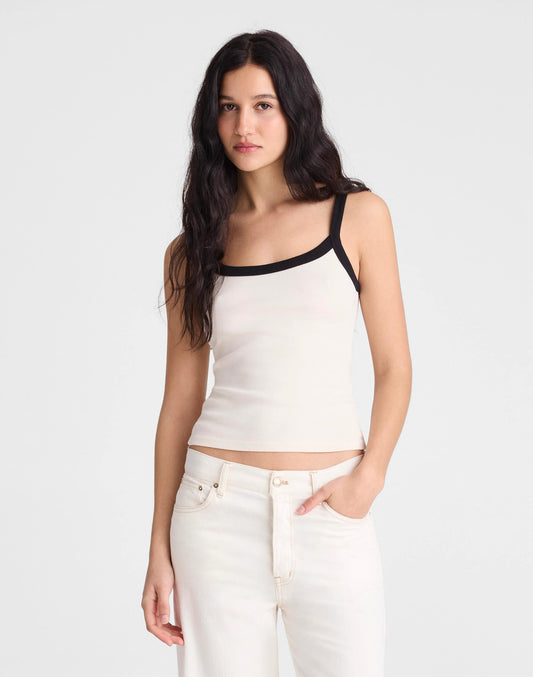 The '90s Cami in Compact Cotton Ivory Black | Madewell