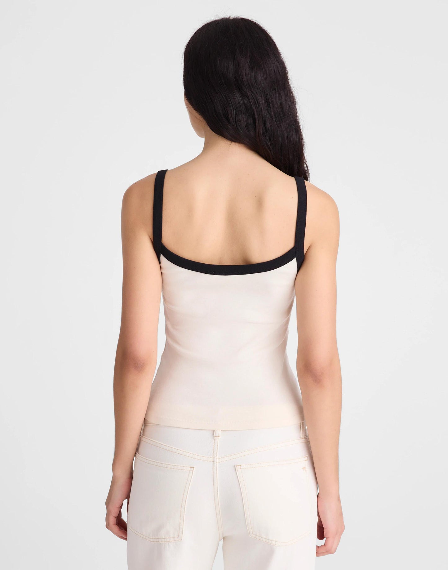 The '90s Cami in Compact Cotton Ivory Black | Madewell