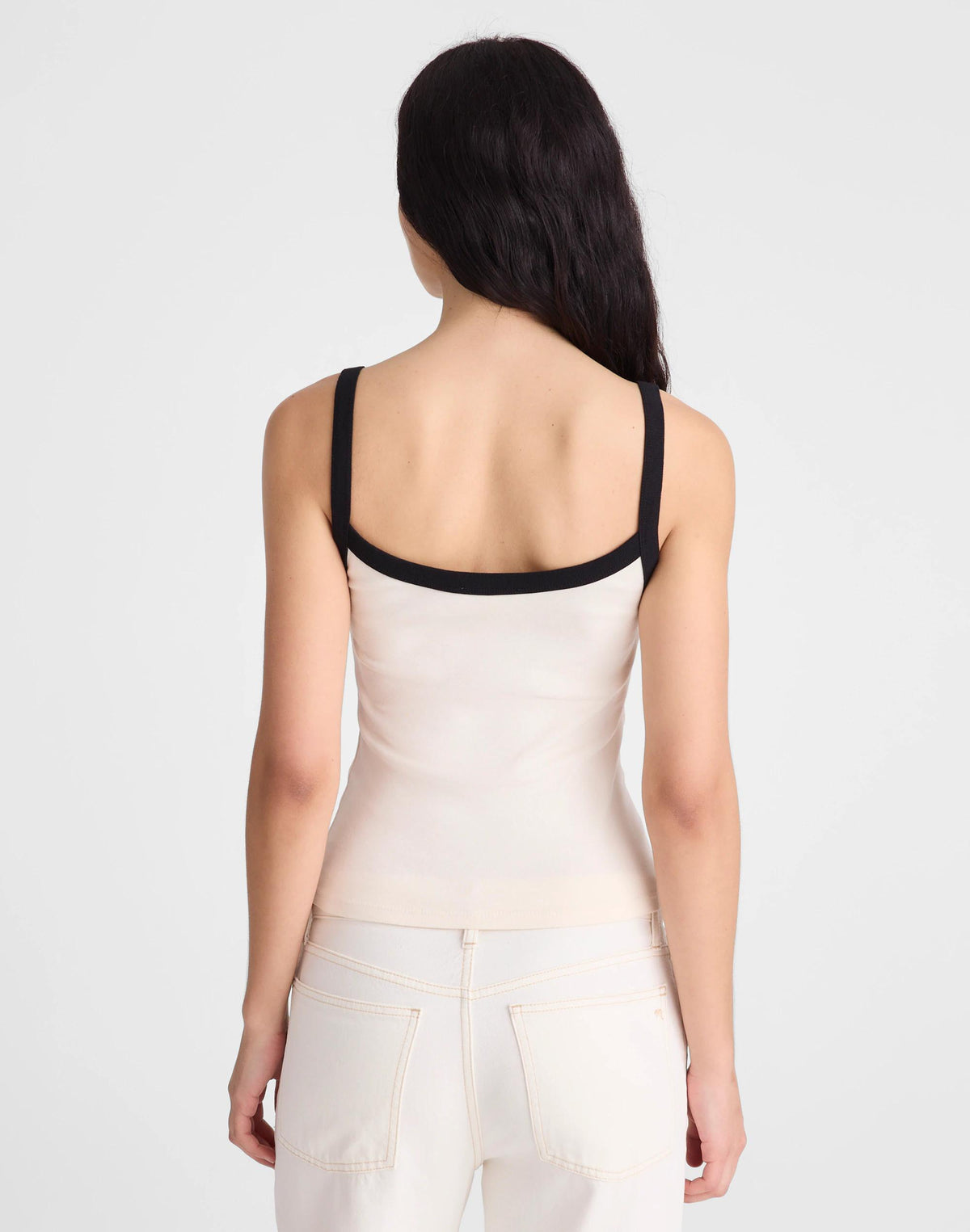 The '90s Cami in Compact Cotton Ivory Black | Madewell