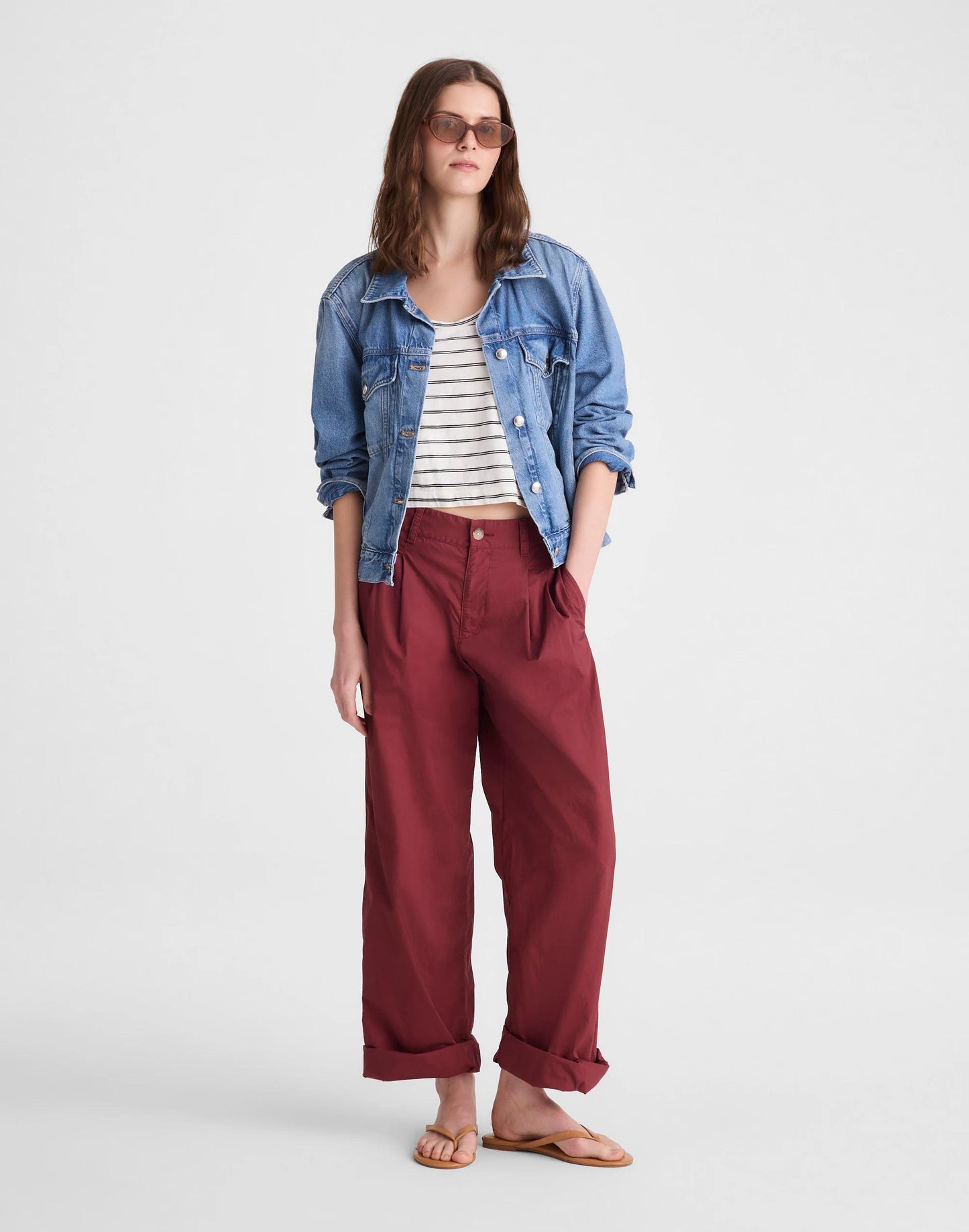 The Everyday Trouser in Poplin Dusty Merlot | Madewell