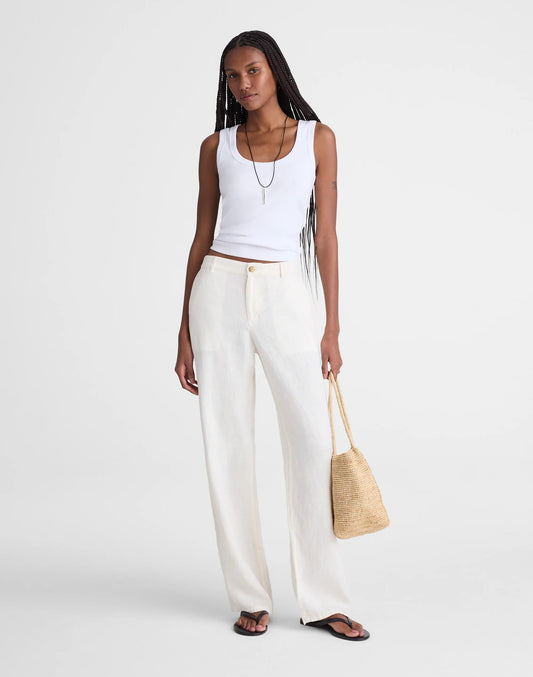 The Zoe Relaxed Straight Pant in 100% Linen Ivory Linen | Madewell