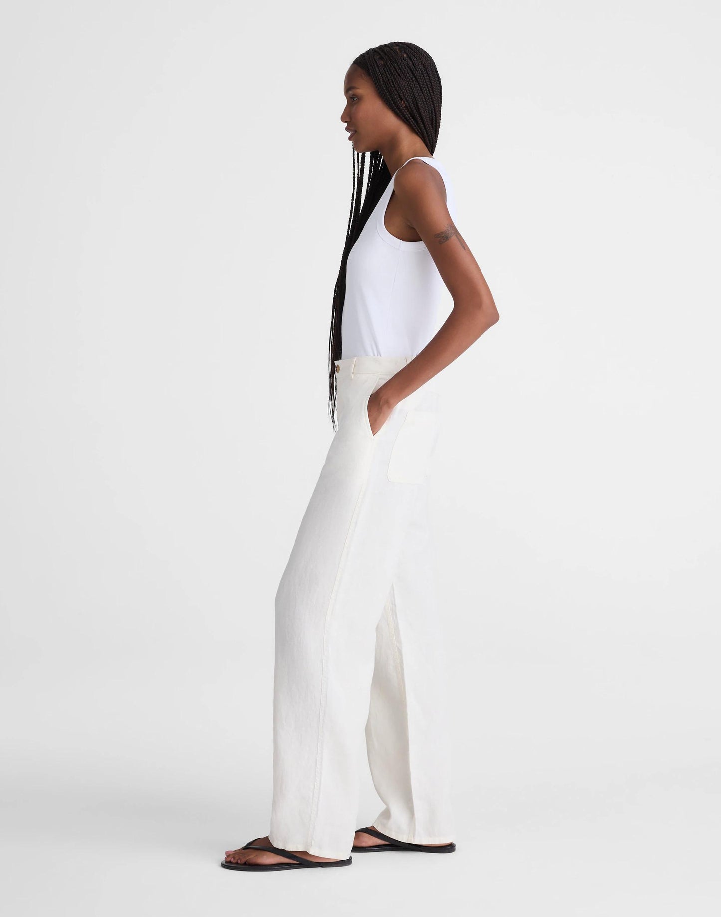 The Zoe Relaxed Straight Pant in 100% Linen Ivory Linen | Madewell
