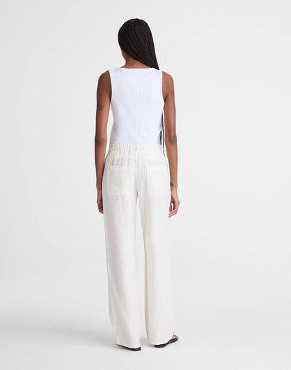 The Zoe Relaxed Straight Pant in 100% Linen Ivory Linen | Madewell