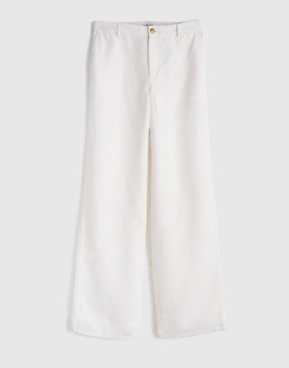 The Zoe Relaxed Straight Pant in 100% Linen Ivory Linen | Madewell
