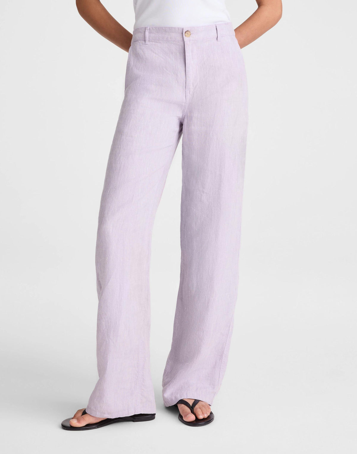 The Zoe Relaxed Straight Pant in 100% Linen Lilac Chambray | Madewell
