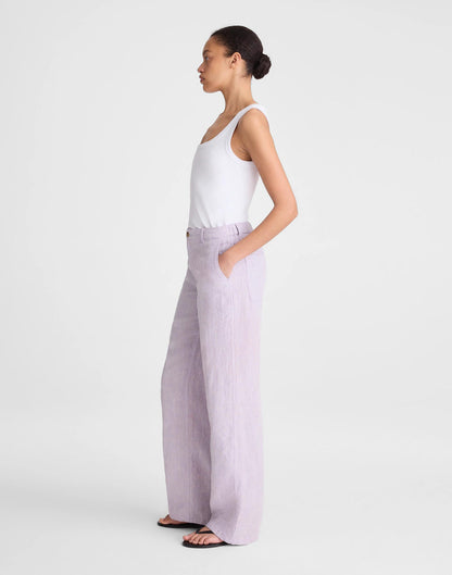 The Zoe Relaxed Straight Pant in 100% Linen Lilac Chambray | Madewell
