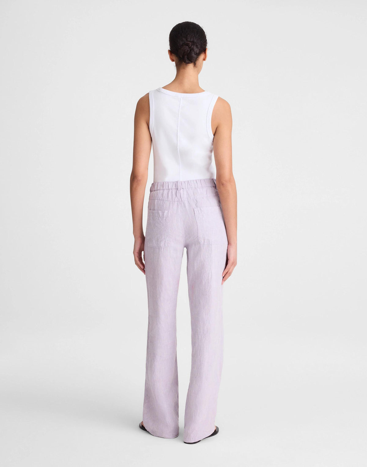 The Zoe Relaxed Straight Pant in 100% Linen Lilac Chambray | Madewell