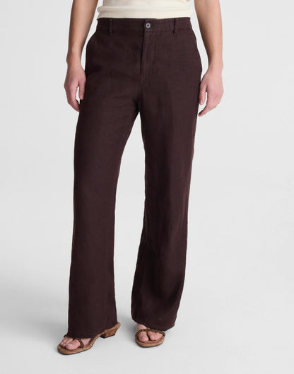 The Zoe Relaxed Straight Pant in 100% Linen Cocoa | Madewell