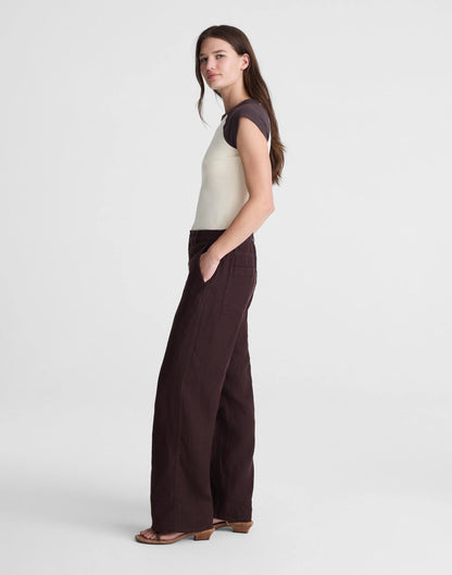 The Zoe Relaxed Straight Pant in 100% Linen Cocoa | Madewell