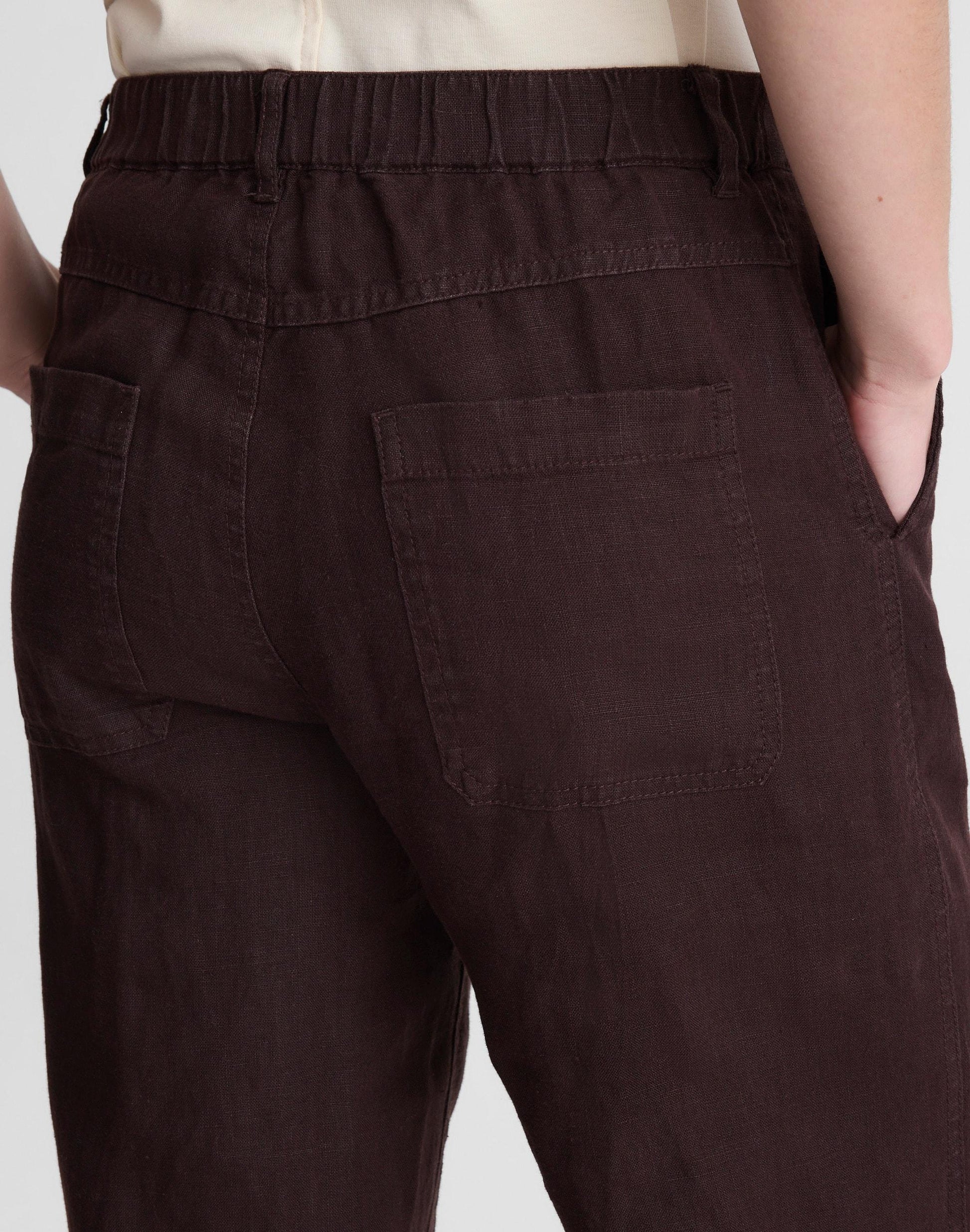 The Zoe Relaxed Straight Pant in 100% Linen Cocoa | Madewell
