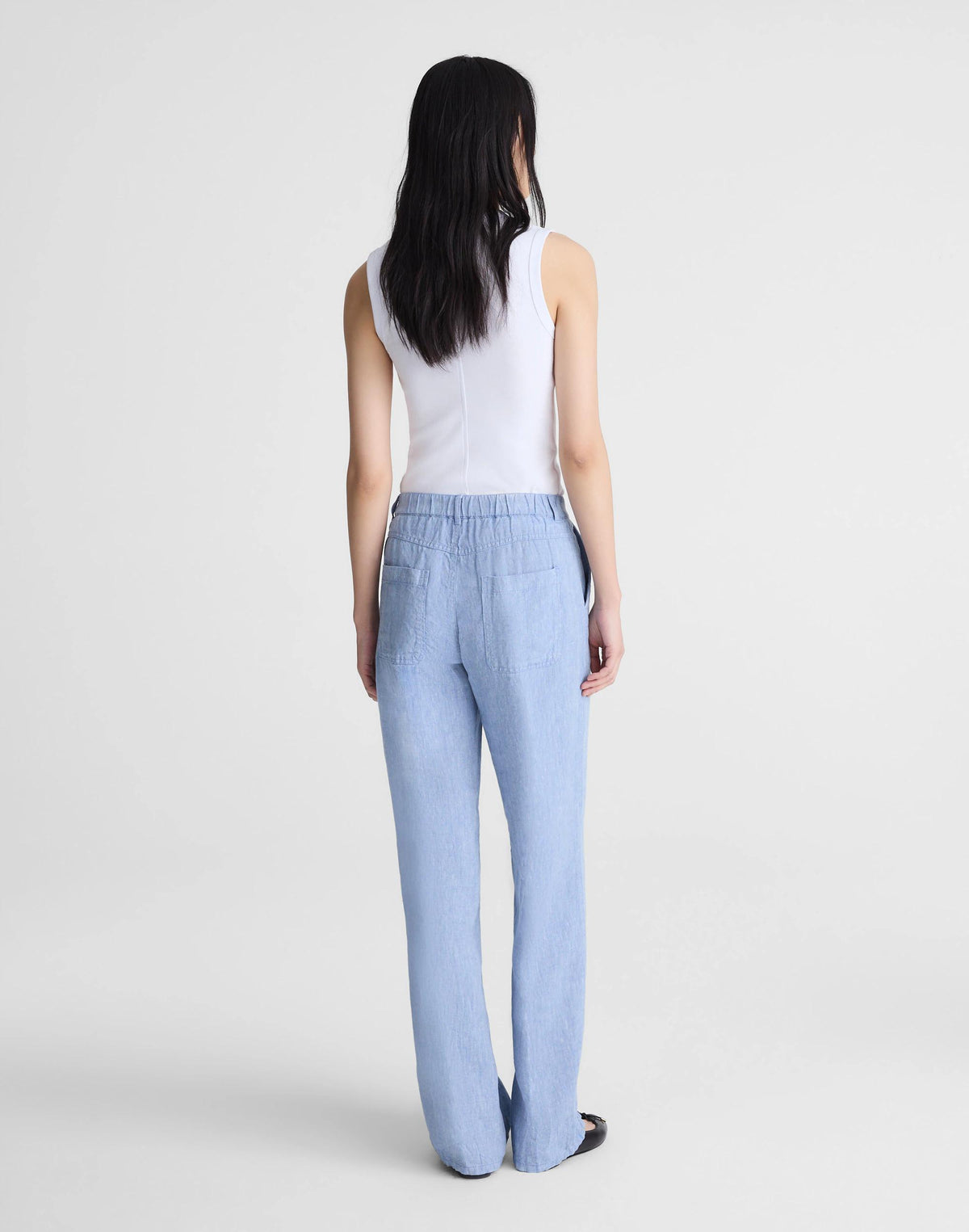 The Zoe Relaxed Straight Pant in 100% Linen Sunfaded Blue | Madewell