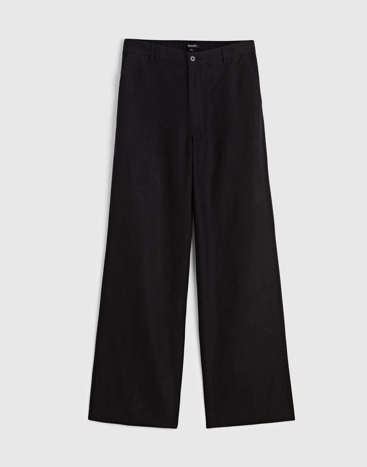 The Zoe Relaxed Straight Pant in 100% Linen Jet Black | Madewell
