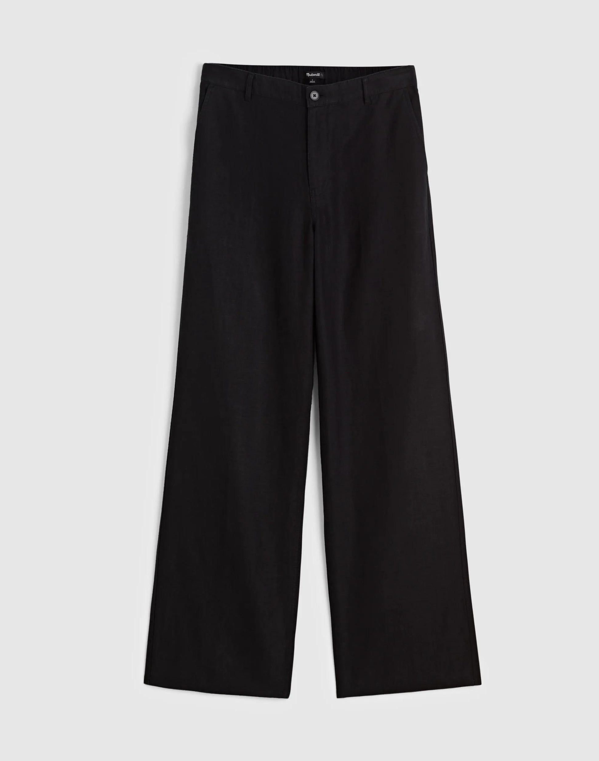 The Zoe Relaxed Straight Pant in 100% Linen Jet Black | Madewell