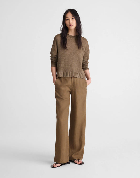 The Zoe Relaxed Straight Pant in 100% Linen Safari Khaki | Madewell