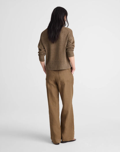 The Zoe Relaxed Straight Pant in 100% Linen Safari Khaki | Madewell
