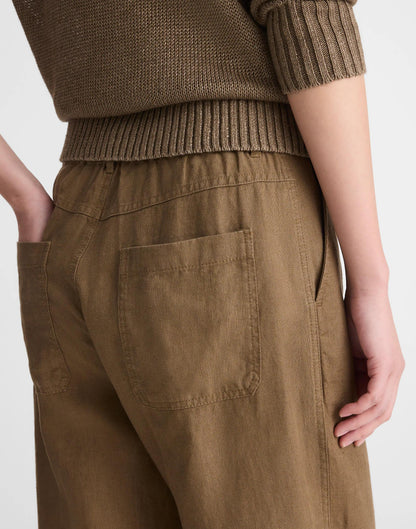 The Zoe Relaxed Straight Pant in 100% Linen Safari Khaki | Madewell