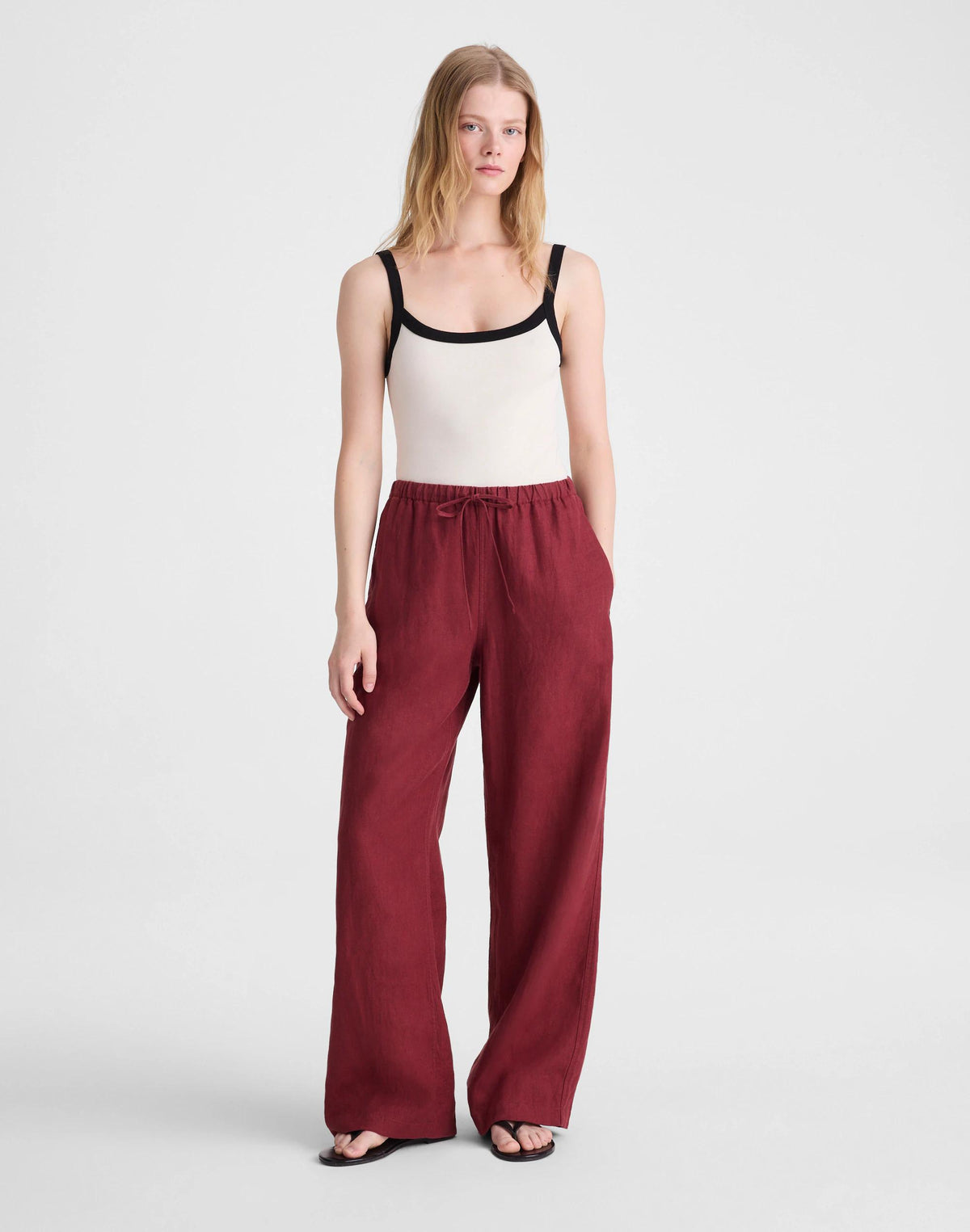 Pull-On Pants in 100% Linen Dusty Merlot | Madewell