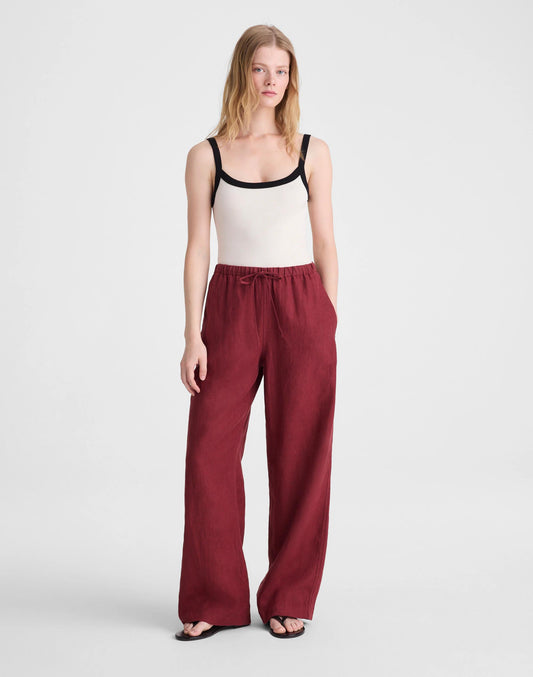 Pull-On Pants in 100% Linen Dusty Merlot | Madewell