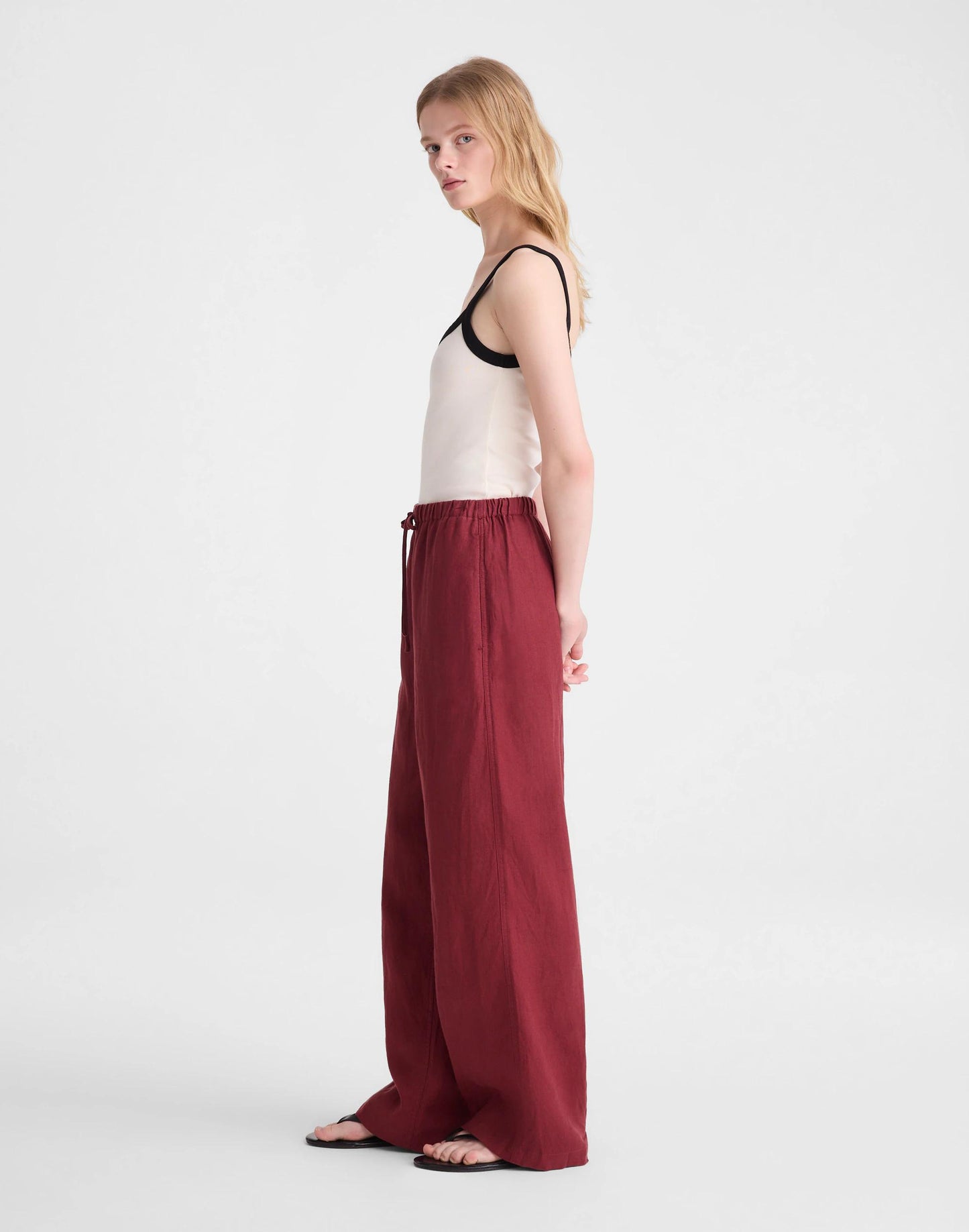 Pull-On Pants in 100% Linen Dusty Merlot | Madewell