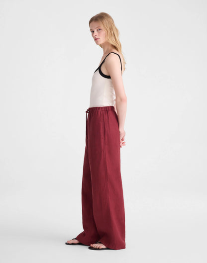 Pull-On Pants in 100% Linen Dusty Merlot | Madewell