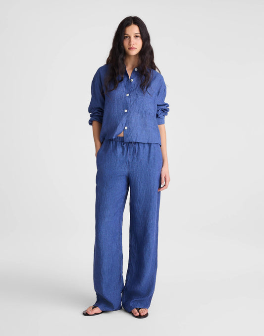 Pull-On Pants in 100% Linen Indigo Chambray | Madewell