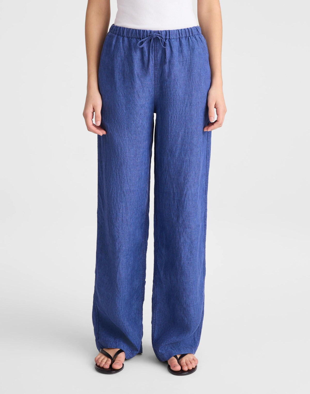 Pull-On Pants in 100% Linen Indigo Chambray | Madewell