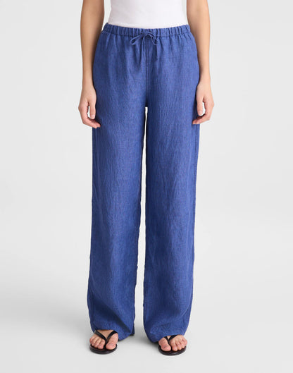 Pull-On Pants in 100% Linen Indigo Chambray | Madewell