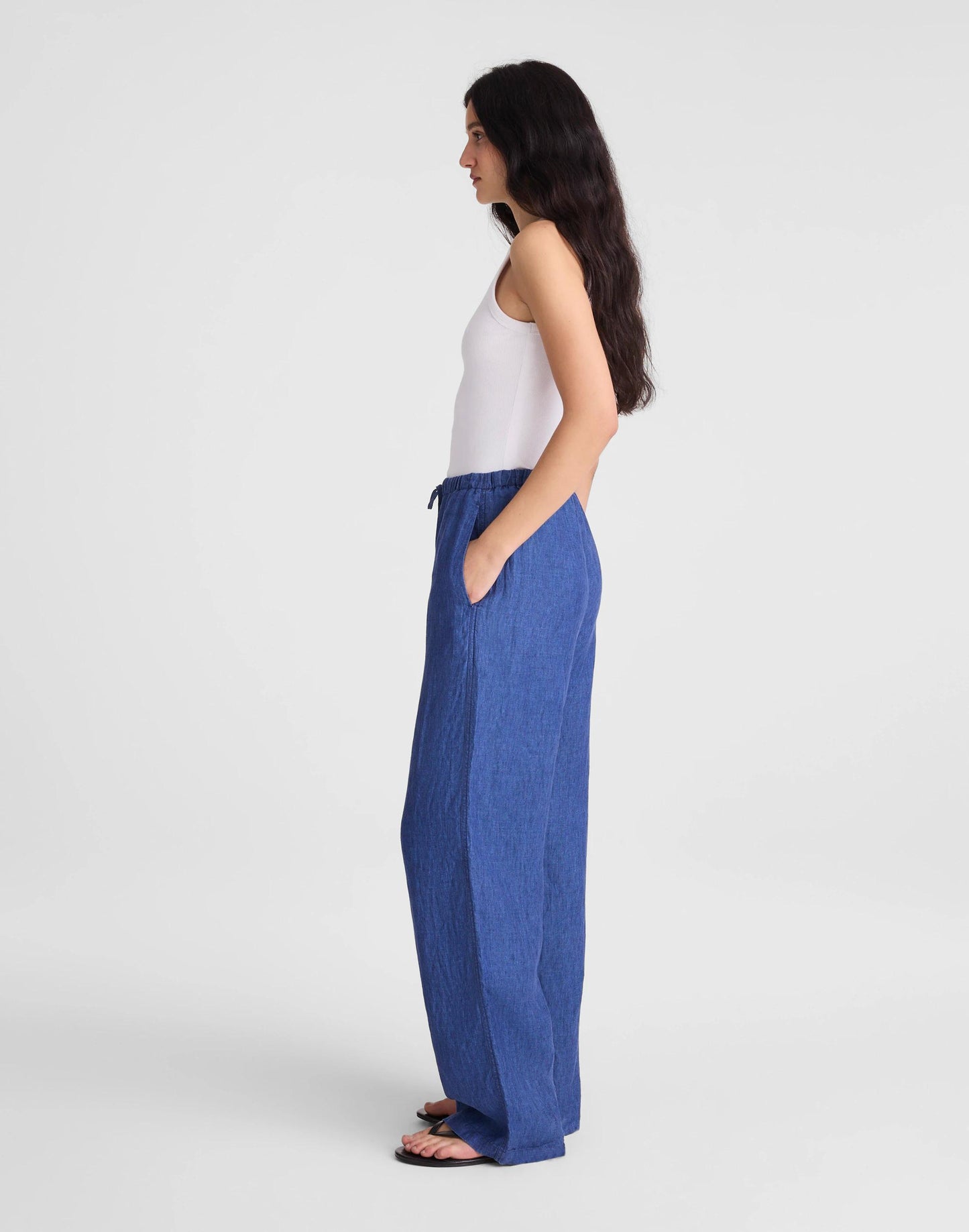 Pull-On Pants in 100% Linen Indigo Chambray | Madewell