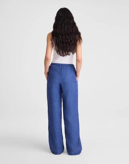 Pull-On Pants in 100% Linen Indigo Chambray | Madewell