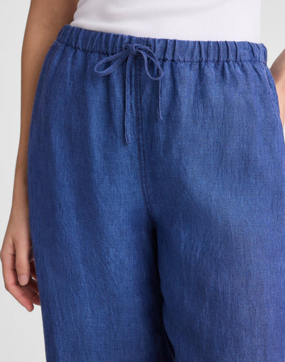 Pull-On Pants in 100% Linen Indigo Chambray | Madewell