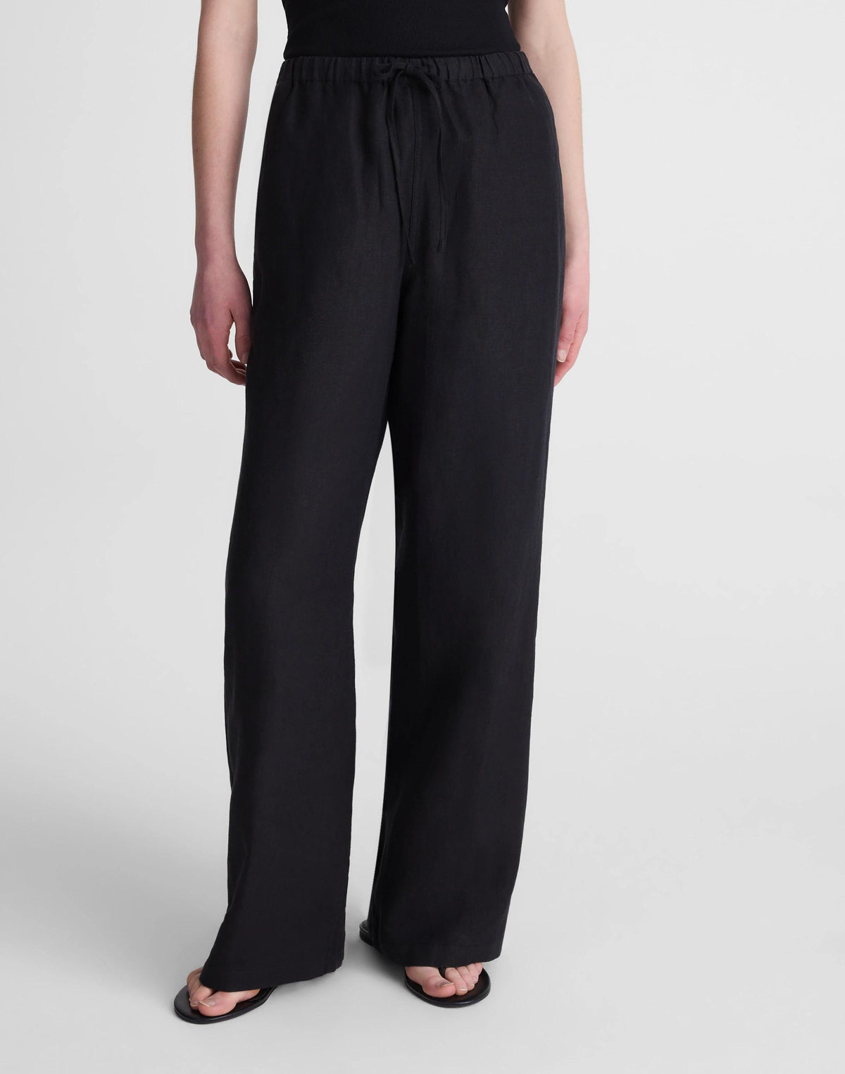 Pull-On Pants in 100% Linen Jet Black | Madewell
