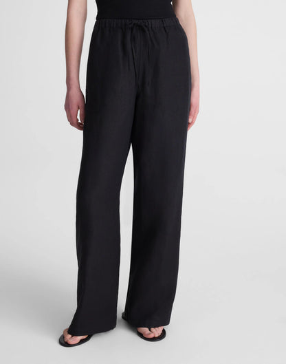 Pull-On Pants in 100% Linen Jet Black | Madewell