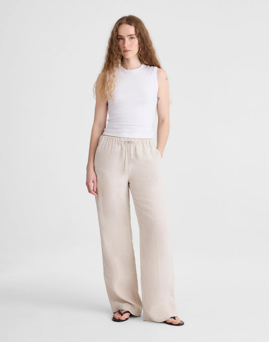 Pull-On Pants in 100% Linen Oat | Madewell