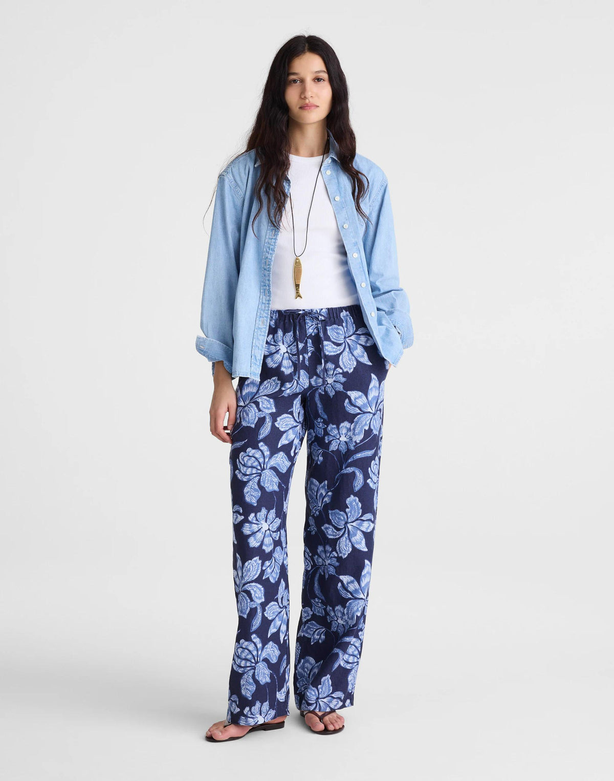 Pull-On Pants in 100% Linen Classic Indigo | Madewell